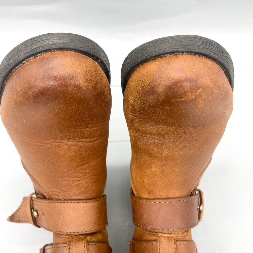 Steve Madden Womens 7.5 Kristenn Boots Brown Leather Quilted Buckle Moto Biker - Picture 9 of 14